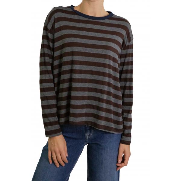 Maglia con contrasto di colore colletto a righe morbida 